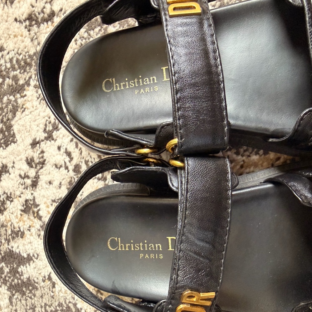 Dior women’s Sandals in Black with Gold Details - Picture 3 of 4